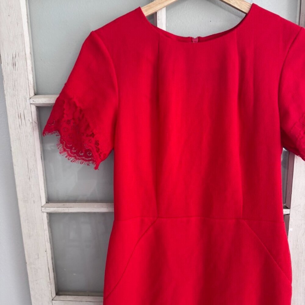 H&M Vintage Style Red Lace Pencil Dress - Size 8 - Like New - Picture 5 of 8